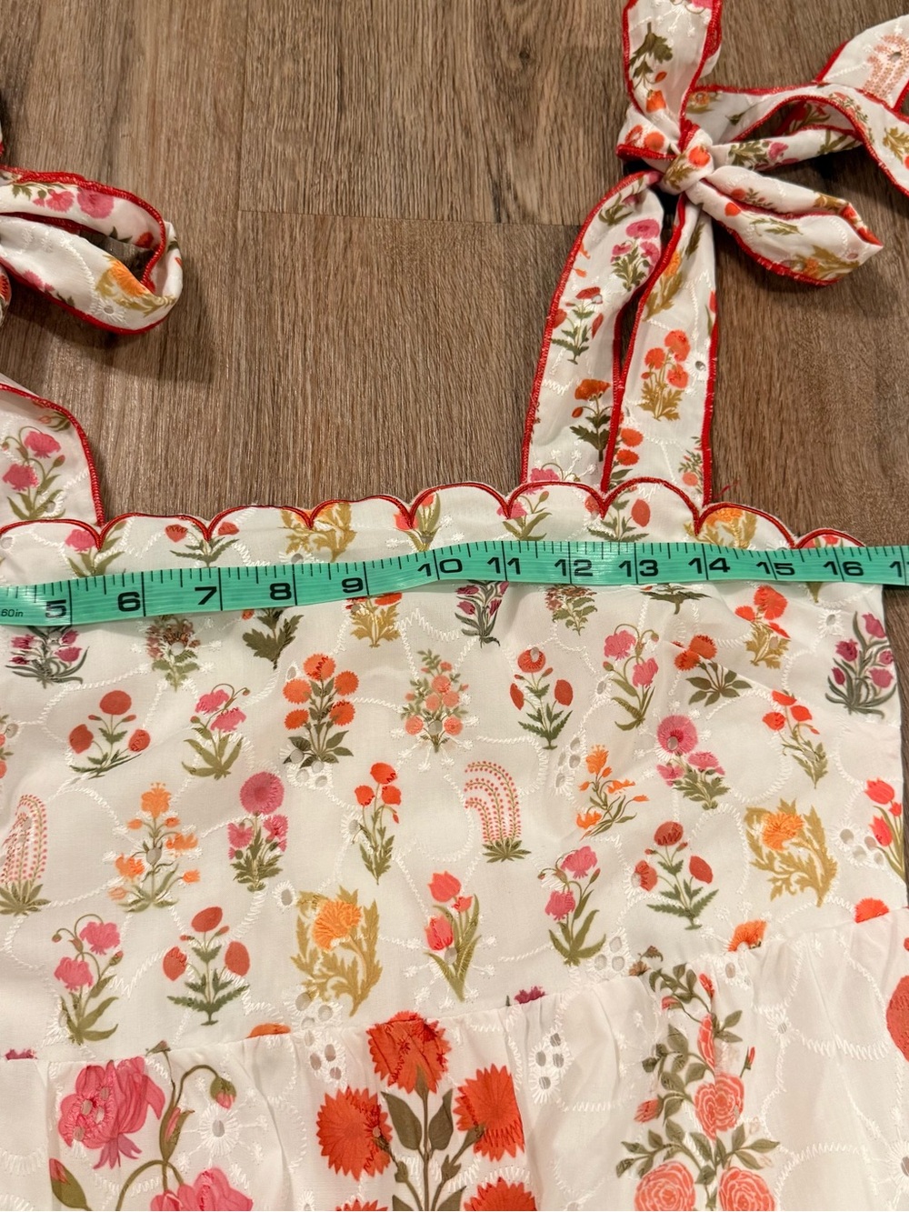 Petal & Pup Aurelia Print Tie Strap Sleeveless Maxi Dress White Floral Scalloped - Picture 10 of 13